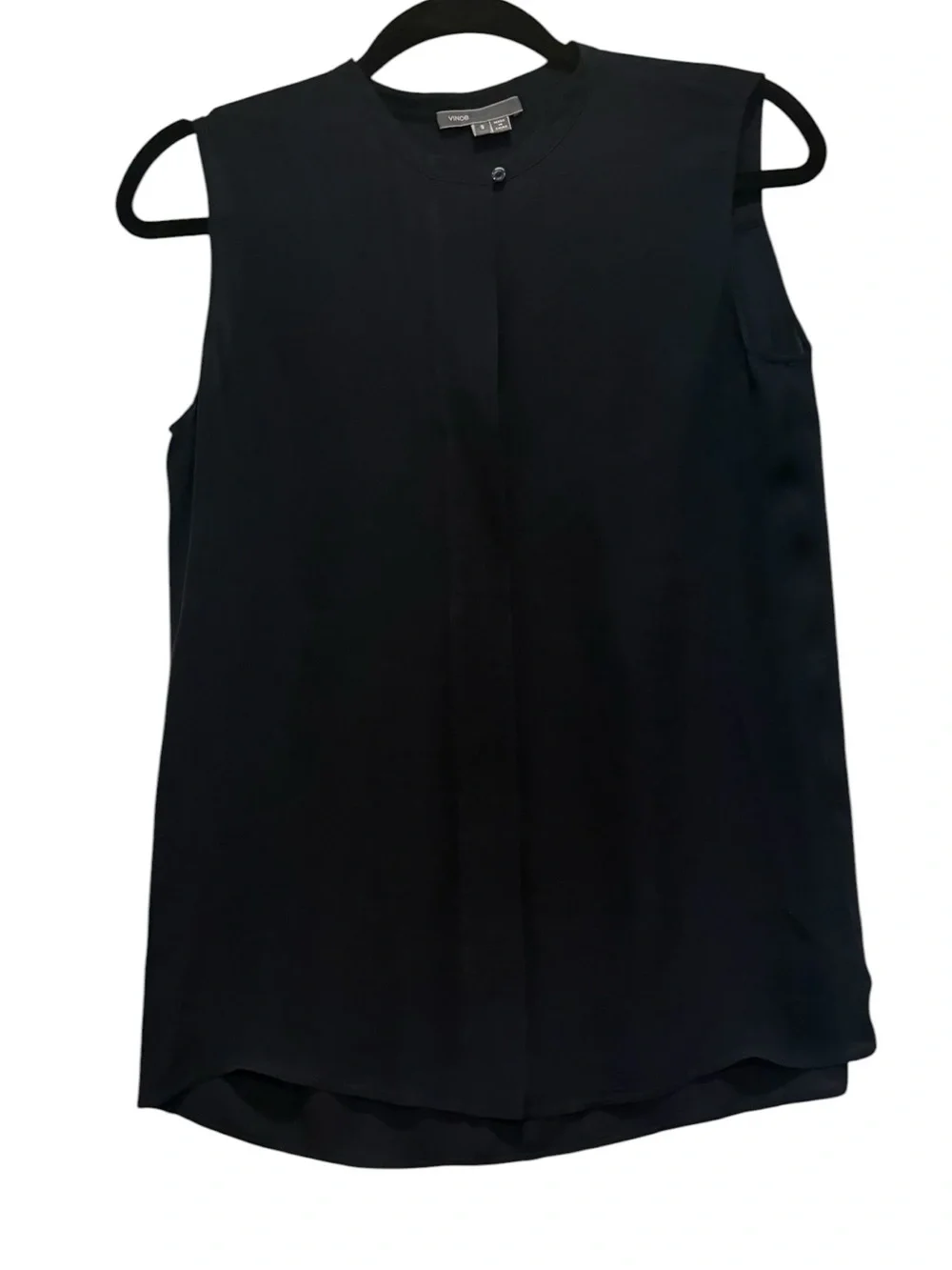 Vince - Sleeveless Blouse. V-neck. Size Small. Navy Blue. Silk